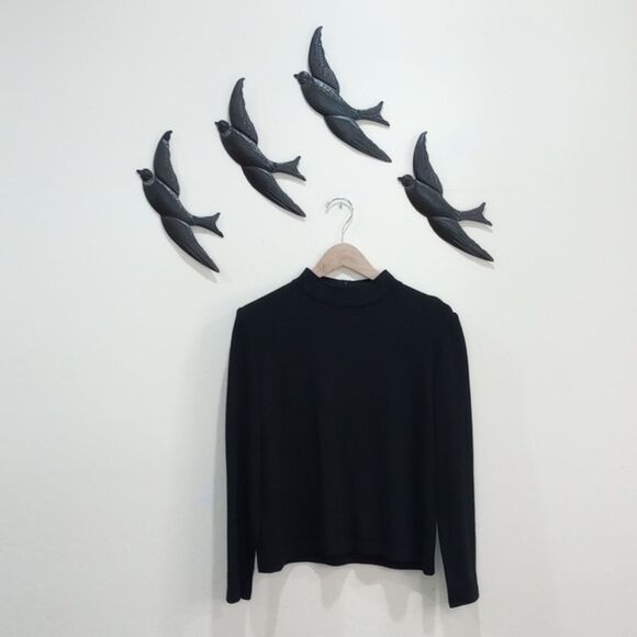 St. John Black Label Black Mock Neck Knit Sweater , Size L